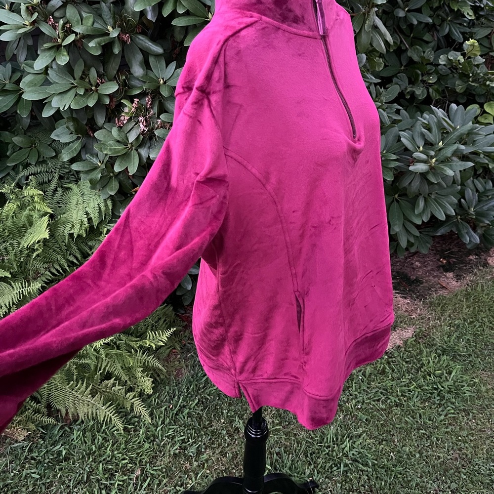 Croft & Barrow Magenta Quarter-Zip Sweatshirt - Picture 2 of 6